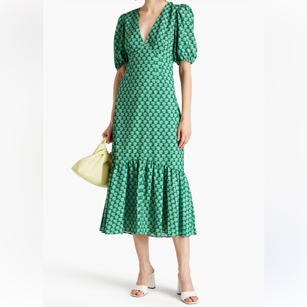 Rhode Ester gathered floral midi dress size 6